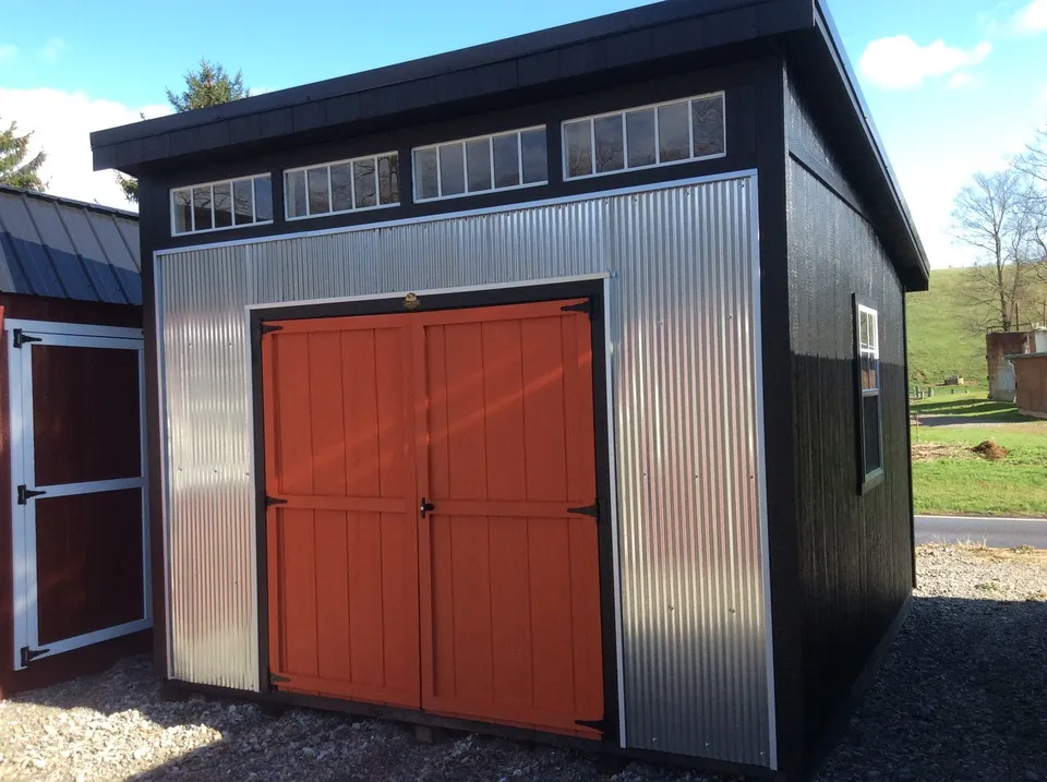 front of modern shed