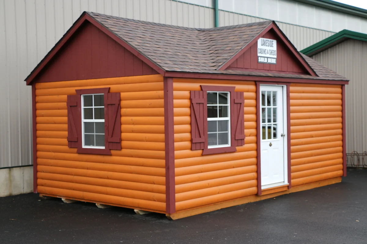 Log Sided Garden Shed with Reverse Gable Roof