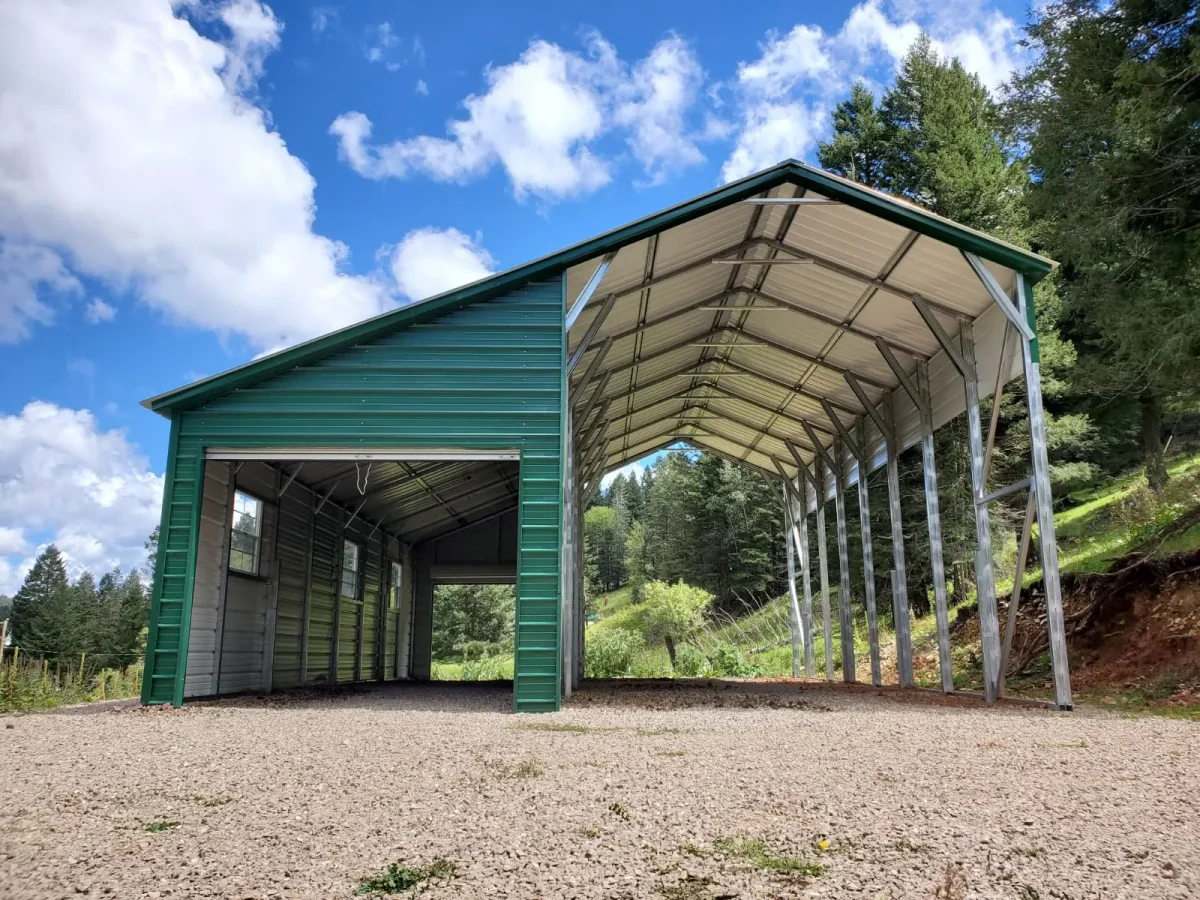 Steel A-Frame RV Carport with storage