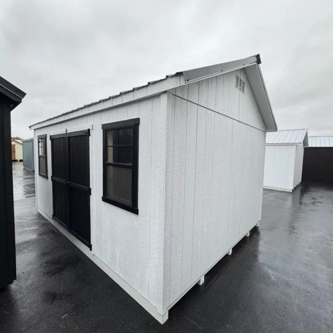 Premier garden shed exterior corner